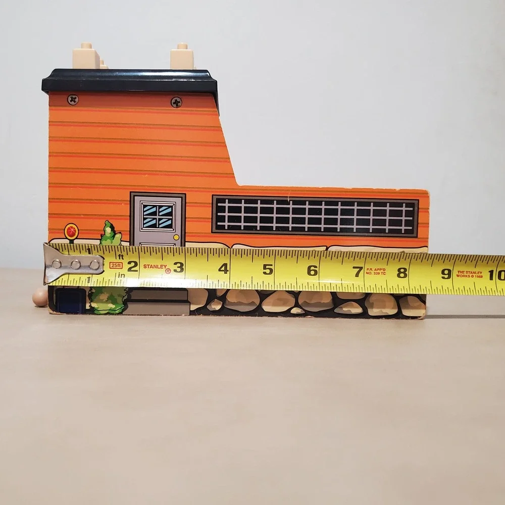 Wooden Railway Tunnel Bridge Orange Siding Stone Graphics Building Block Top